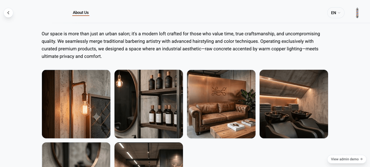 Ordiset demo — About page, light theme